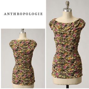 Anthropologie Weston Wear Floral Ruched Blouse. 100% Viscose